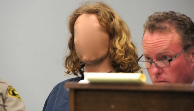 The judge ordered Timothy Craine's face obscured.  Photo Weatherston.