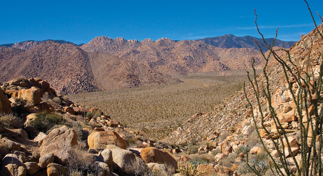 The Sawtooth Mountains loom above the Anza Borrego Desert’s Inner Pasture.