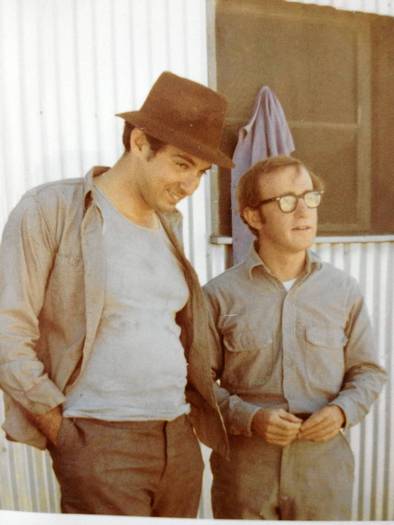 Mickey Rose and Woody Allen on the set of "Take the Money and Run."