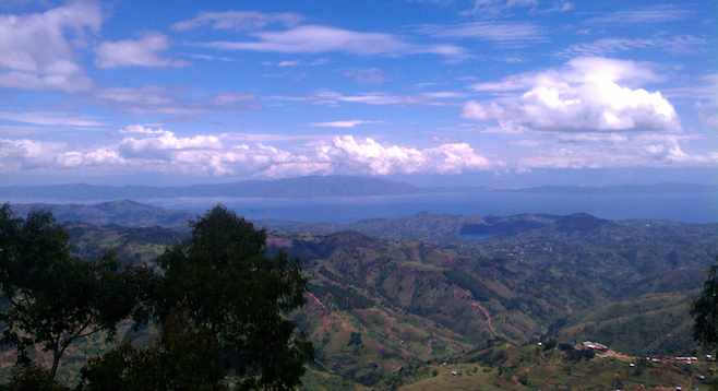 Looking out at Africa's Lake Kivu from 8,000 feet.