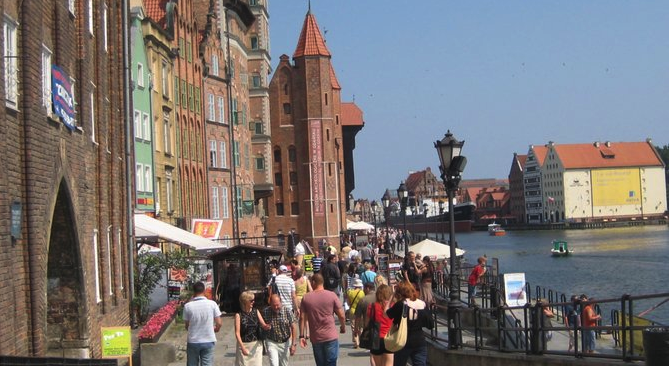 The waterfront in Gdańsk's perfectly preserved Old Town. 