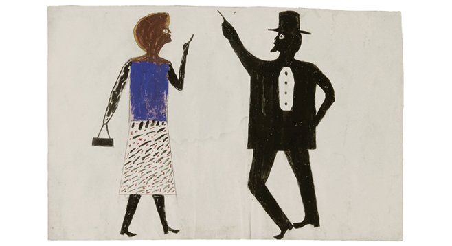 Bill Traylor. Untitled (Man, Woman), ca. 1940–1942. Watercolor and graphite on cardboard