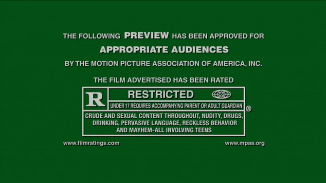 "Crude and Sexual Content Throughout, Nudity, Drugs, Drinking, Pervasive Language, Reckless Behavior, and Mayhem -- All Involving Teens?!" 

Where do I get my ticket?