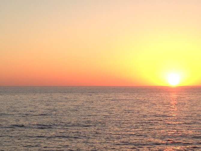 Sun setting in beautiful Ocean Beach San Diego California