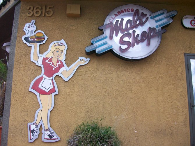 Classics Malt Shop sign in Point Loma.