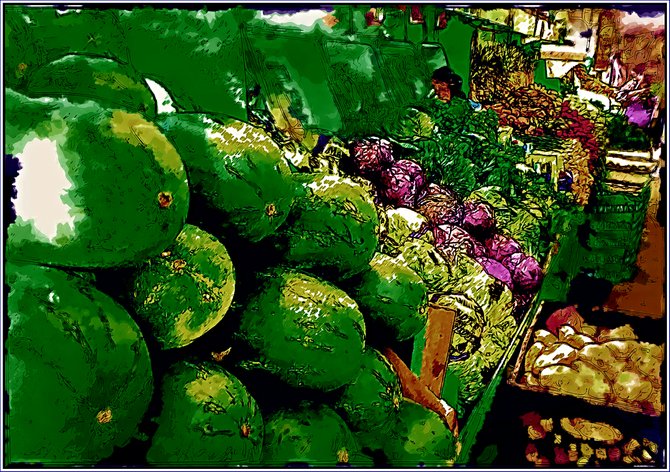 Neighborhood Photos
TIJUANA,BAJA CALIFORNIA
Watermelons in Tijuana's Mercado Hidalgo/Sandias en el Mercado Hidalgo de Tijuana