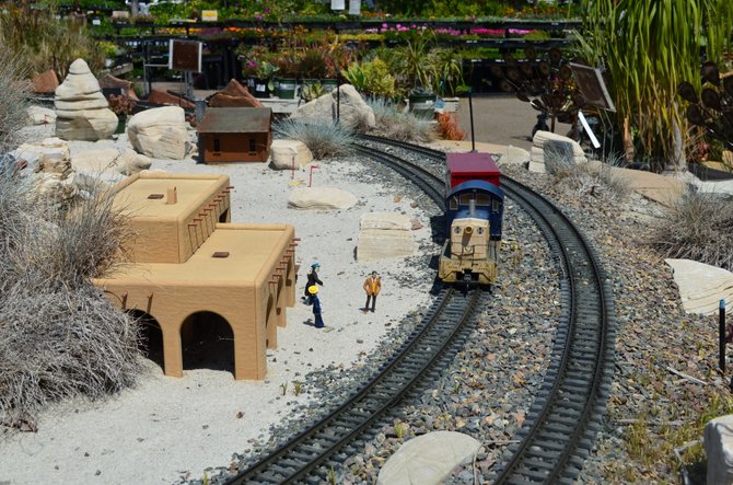 Model train scene at Walter Andersen Nursery, Poway, California 