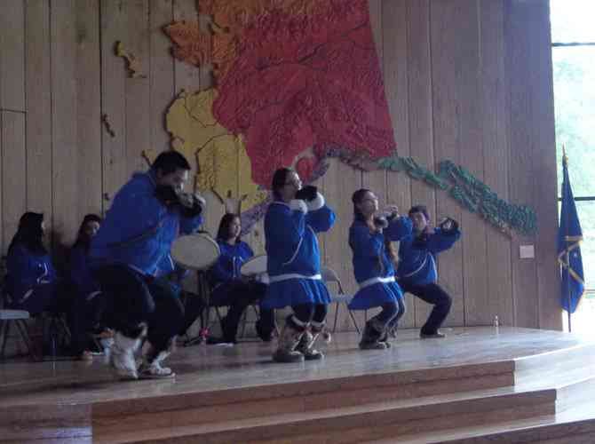 Traditional dance at the Alaska Native Heritage Center.
