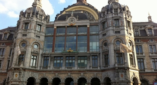 Antwerpen-Centraal, the city's main railway station. 