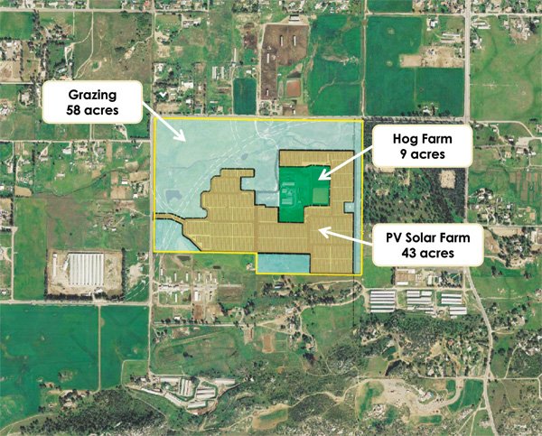 This aerial map shows the proposed layout of the solar generating facility.