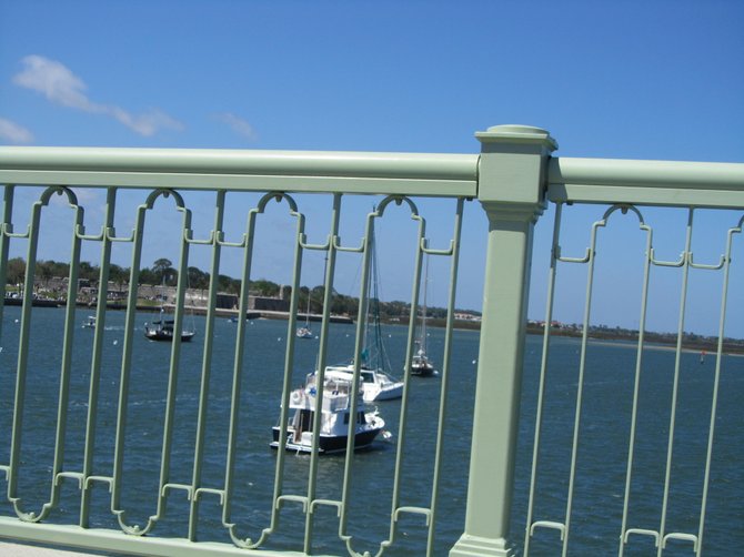 View of yachts when crossing the bridge