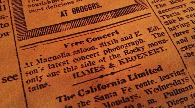 An article from an 1880s edition of the San Diego Union that will soon be found hanging on the walls at Magnolia