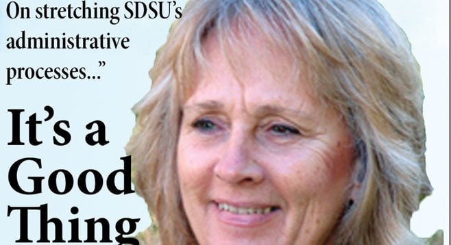 Outbound SDSU official Sally Roush justified her $230,400 annual salary by bringing in gargantuan donations, including a $7 million stock donation from John Moores.