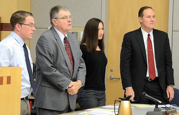 Left to right: Gerald Torello, attorney Richard Muir, and Kallie Helwig at sentencing
