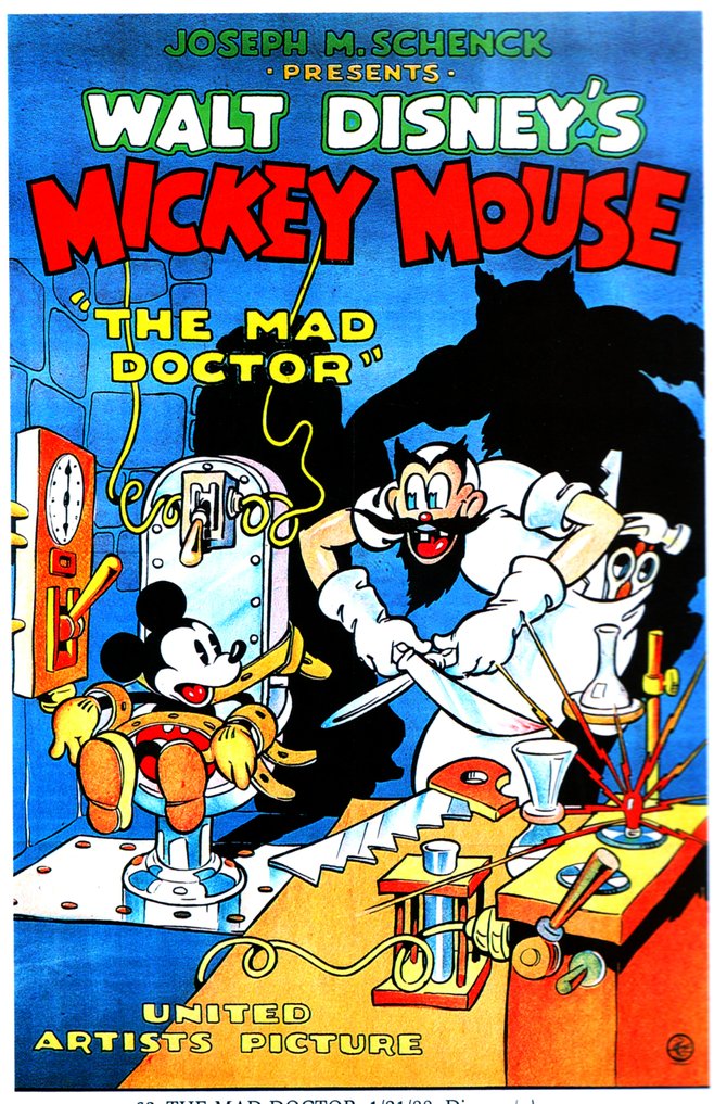 Mickey Mouse and Pluto star in David Hand's "The Mad Doctor" (1933). A Walt Disney Production released through United Artists.