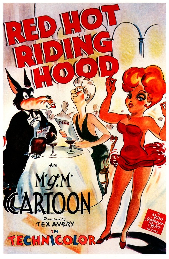 The Wolf and Red star in Tex Avery's "Red Hot Riding Hood" (1943). Released by M.G.M.