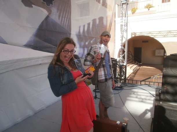 Happy second and third place winners, Suzanne Harper and Chad Taggart at the 2013 San Diego County Fair Singer-Songwriter Contest. Photo by Bart Mendoza.