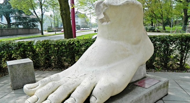 Outside Trier's Landesmuseum, an ancient Roman foot. 