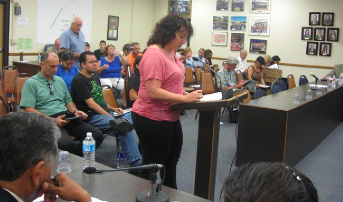 Maty Adato addresses the board at the May 13, 2013, Sweetwater Union High School District meeting
