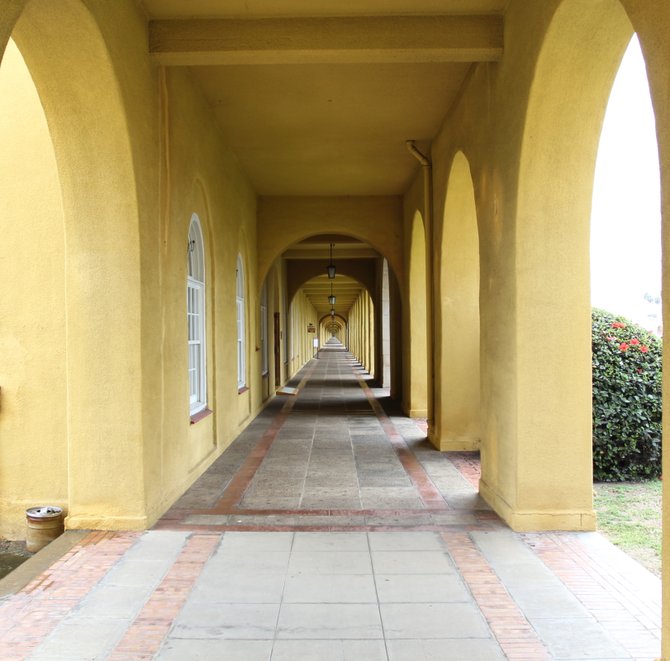 Taken at MCRD San Diego.  I can only imagine the how many wonderful Marines have walked this passageway.