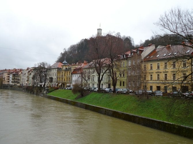 The Ljubljanica runs through the middle of town. 