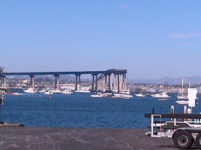 Lovely Coronado Bridge from North Island boat ramp.