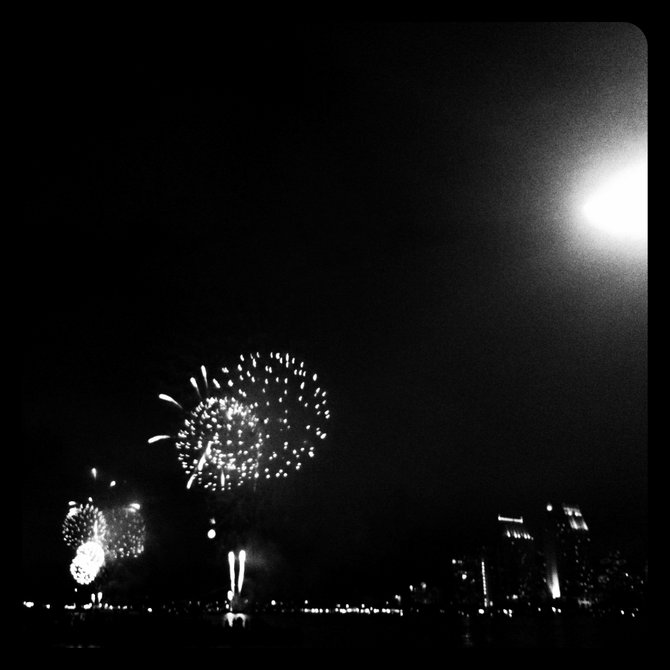 Fireworks over the bay