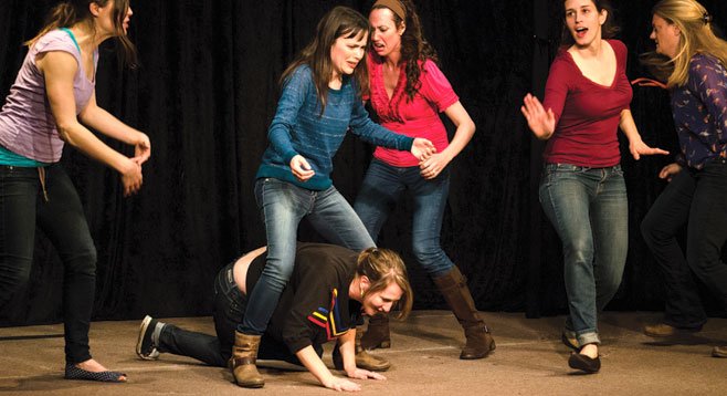 Improv troupe "Swim Team" performing at Swedenborg Hall. - Image by Melissa Gibbons