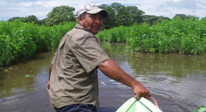 Kayak portage to Ometepe's Rio Isthian. 