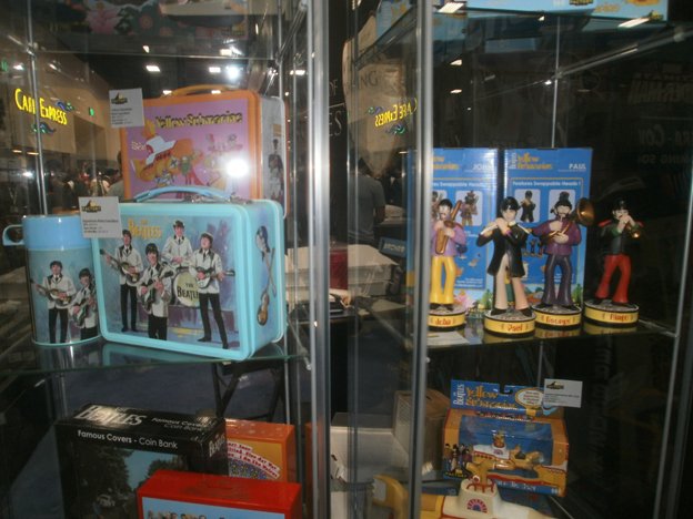 A close up of the reproduction Beatles lunch box and Yellow Submarine toys. Photo by Bart Mendoza