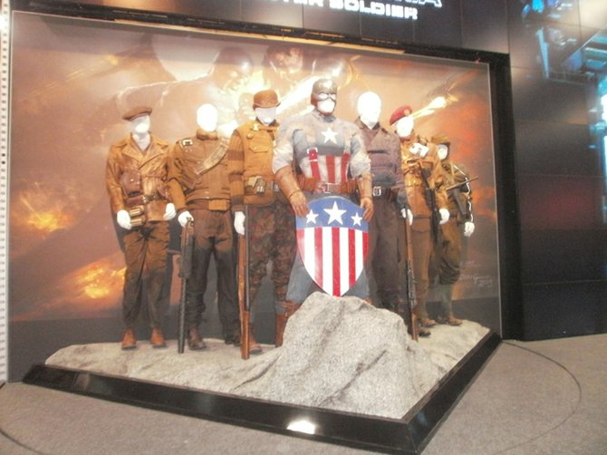 The Marvel Comics booth included this display of cotumes from the movie Captain America. Photo by Bart Mendoza.