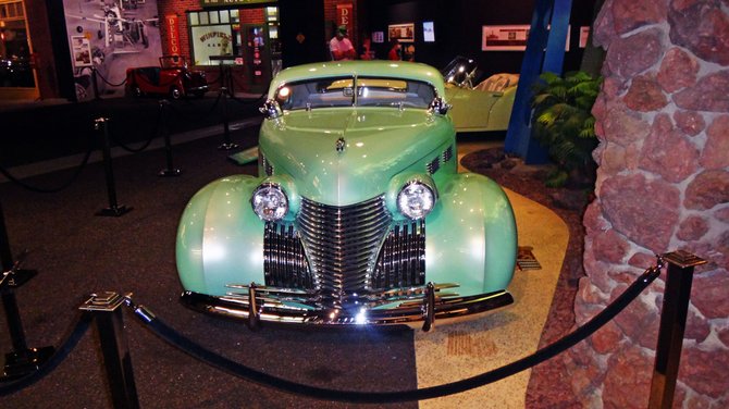 A classic Cadillac at the Petersen Automotive Museum in Los Angeles.