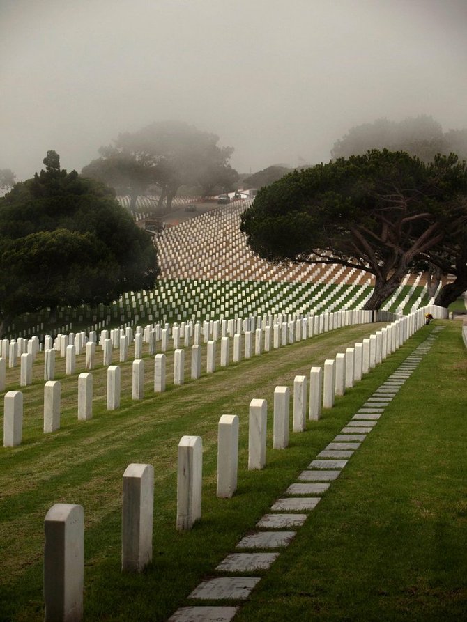 Fort Rosecrans Cemetary with fog rolling in