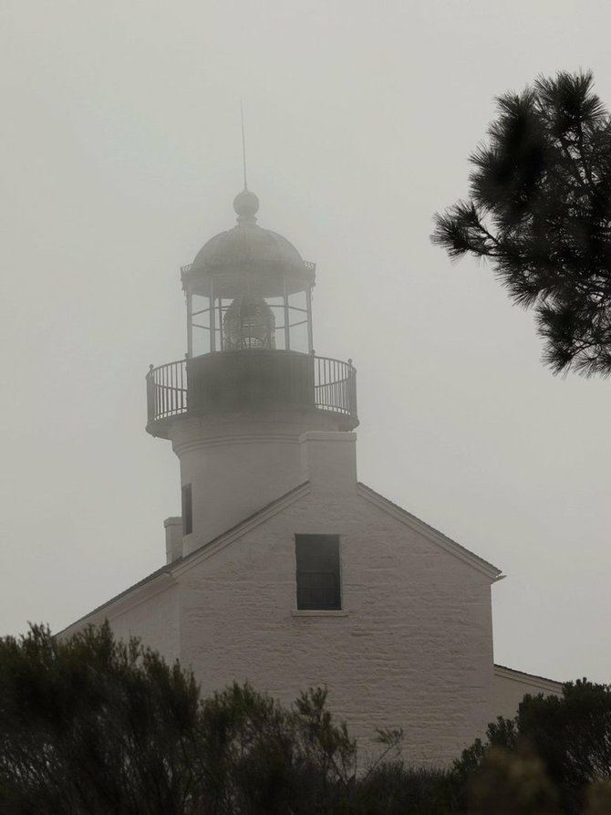 Old San Diego Lighthouse in the fog