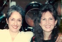 Suzanne Shea and Joan Baez at the West Coast Players gig. Photo courtesy of Suzanne Shea.