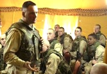 Mark Stainbrook prepares Marines for encounters with Iraqi civilians, March 3, 2003
