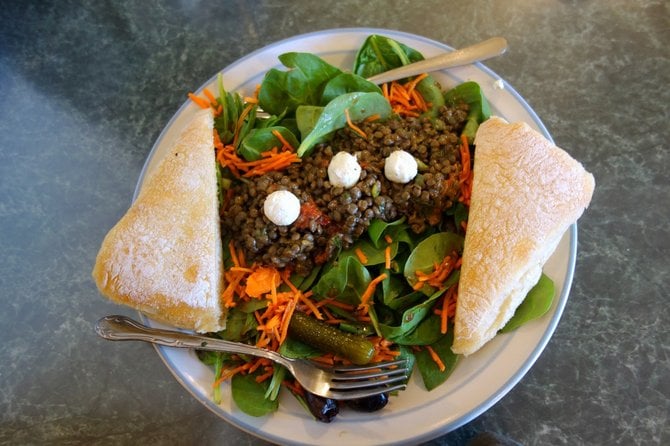 Pagosa Baking Co.'s lentil salad with goat cheese.
