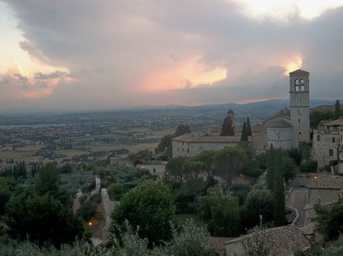 Dramatic sky in Assisi, Italy