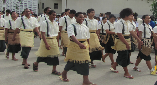 Tongans in traditional dress. 