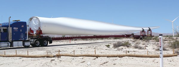 Earlier this year, one of these 141-foot blades fell off a giant wind turbine at this site in Ocotillo.