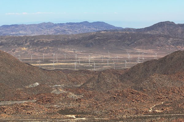 From the Desert View Tower in Jacumba, one can see a few of the Ocotillo Express Wind Energy  turbines. 