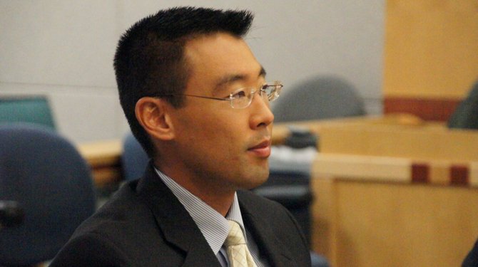 Prosecutor Keith Watanabe has charged the defendant with 2 murders, for deaths of mother and fetus.  Photo Weatherston.