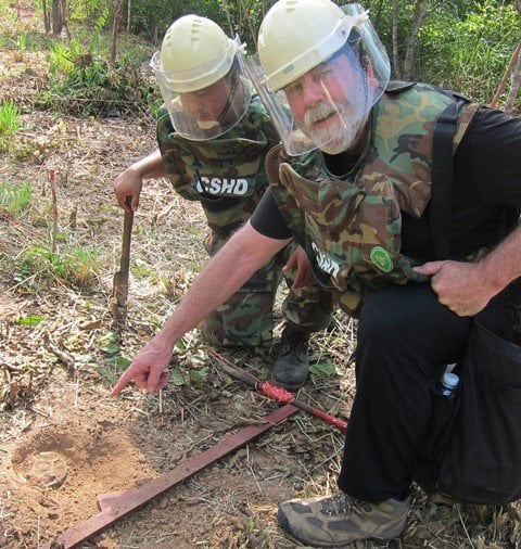 Author and anti-personnel mine