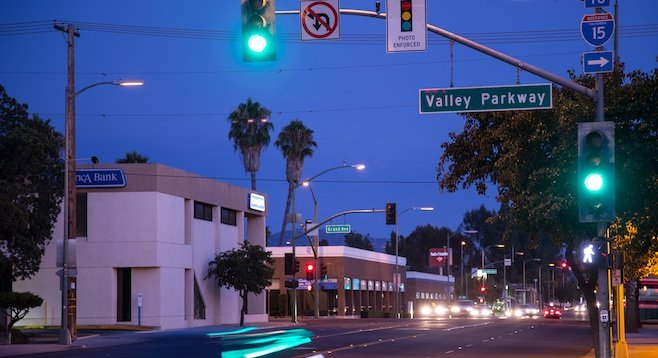 Escondido Boulevard and Valley Parkway light.