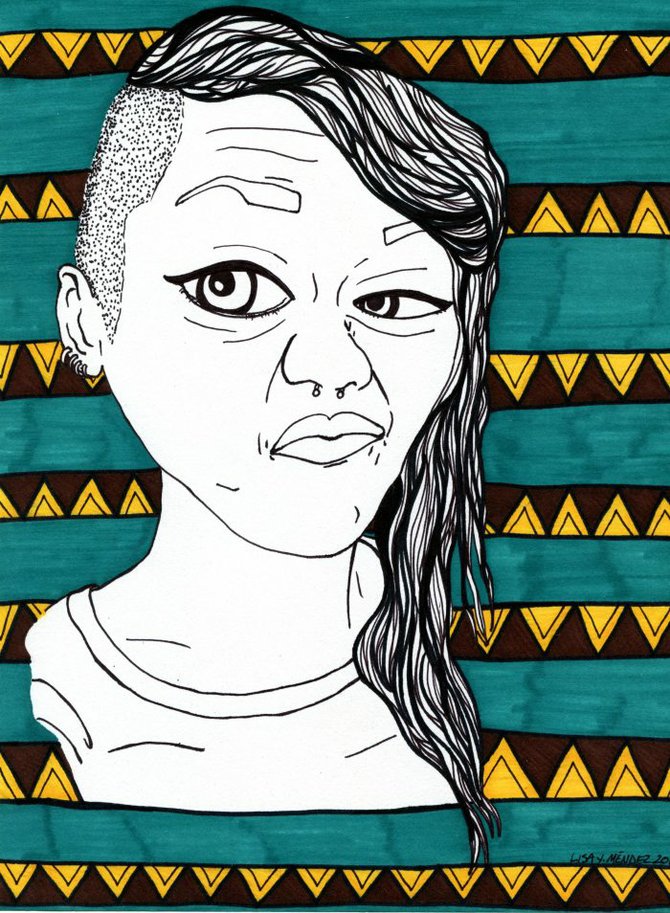 Sharpie self-portrait by Lisa Mendez