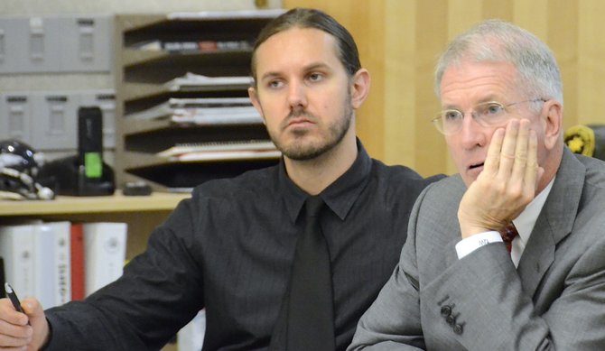 Tim Lambesis n atty listen to evidence. Photo Weatherston.