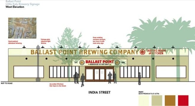 A mock-up of what will soon be a reality - Ballast Point Tasting Room & Kitchen in Little Italy