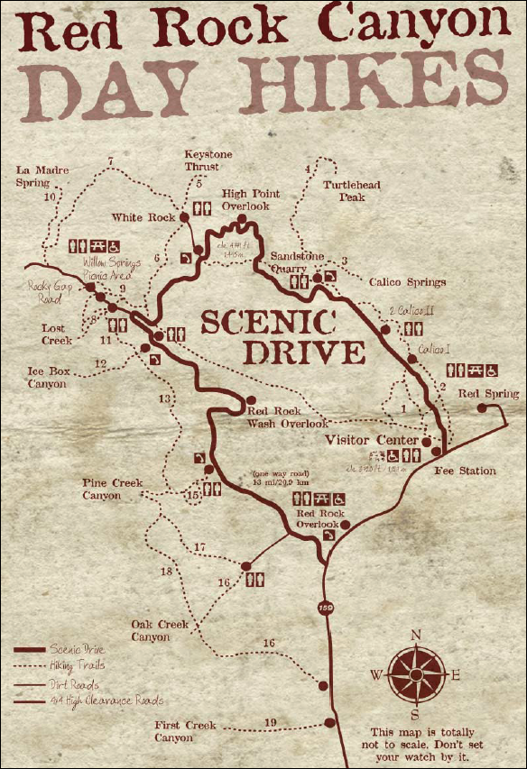 Map of Red Rock Canyon scenic drive. 