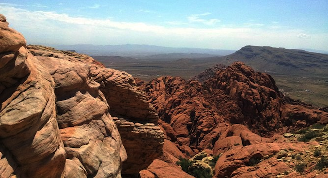 View at the top: Red Rock Canyon's Calico Tanks. 