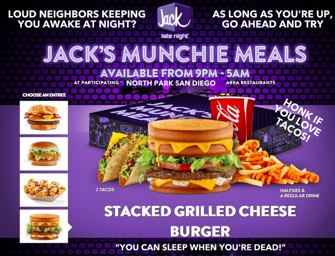Jack welcomes the beginning of the post-Filner, business-friendly era by unveiling new late-night munchie menu specifically for contested North Park location.
